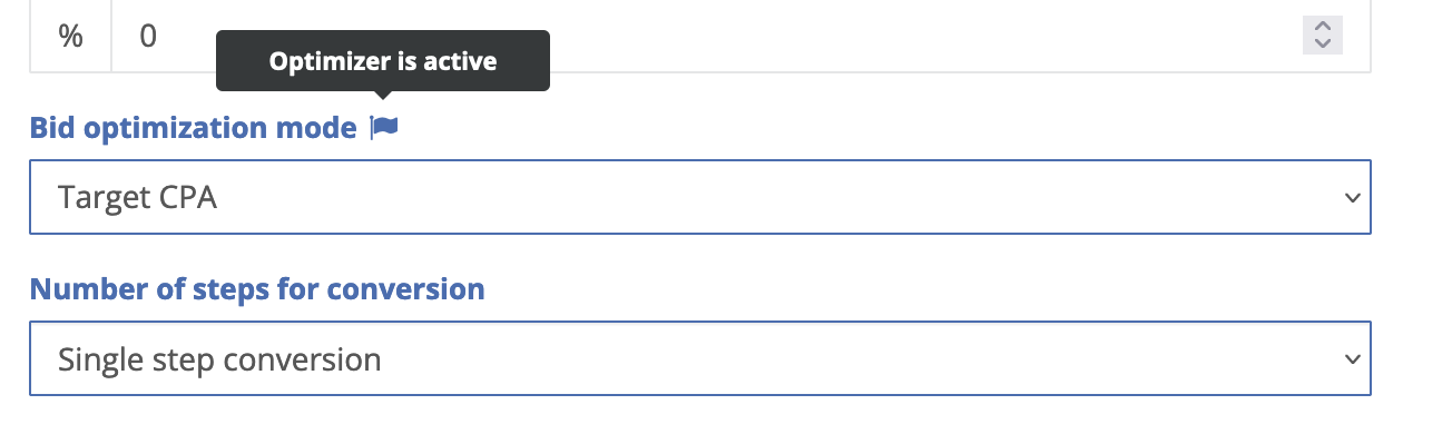 Bid optimization mode settings